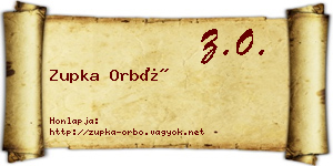 Zupka Orbó névjegykártya